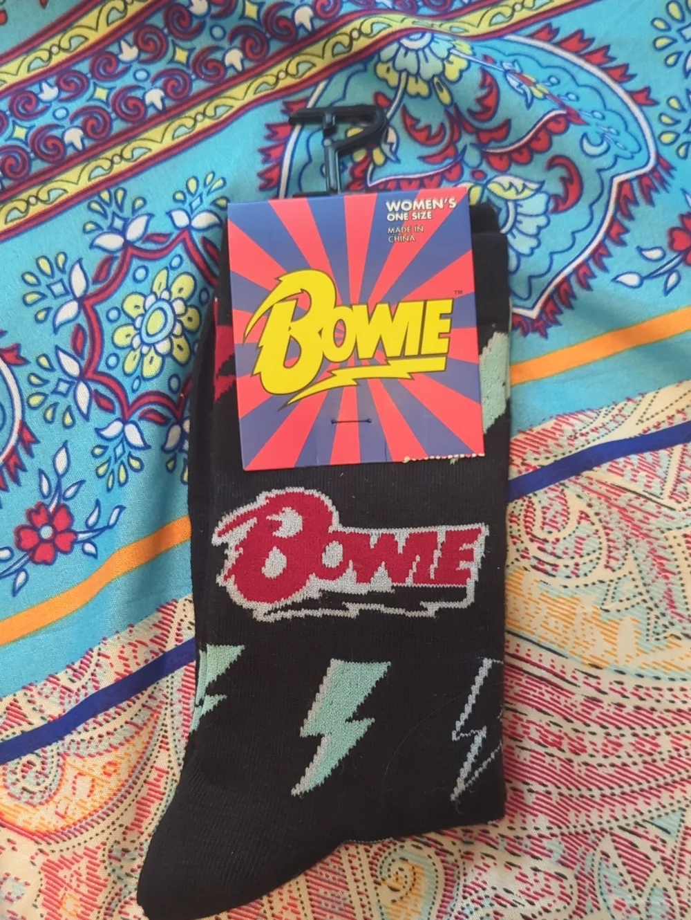 Women's Black Graphic David Bowie Socks